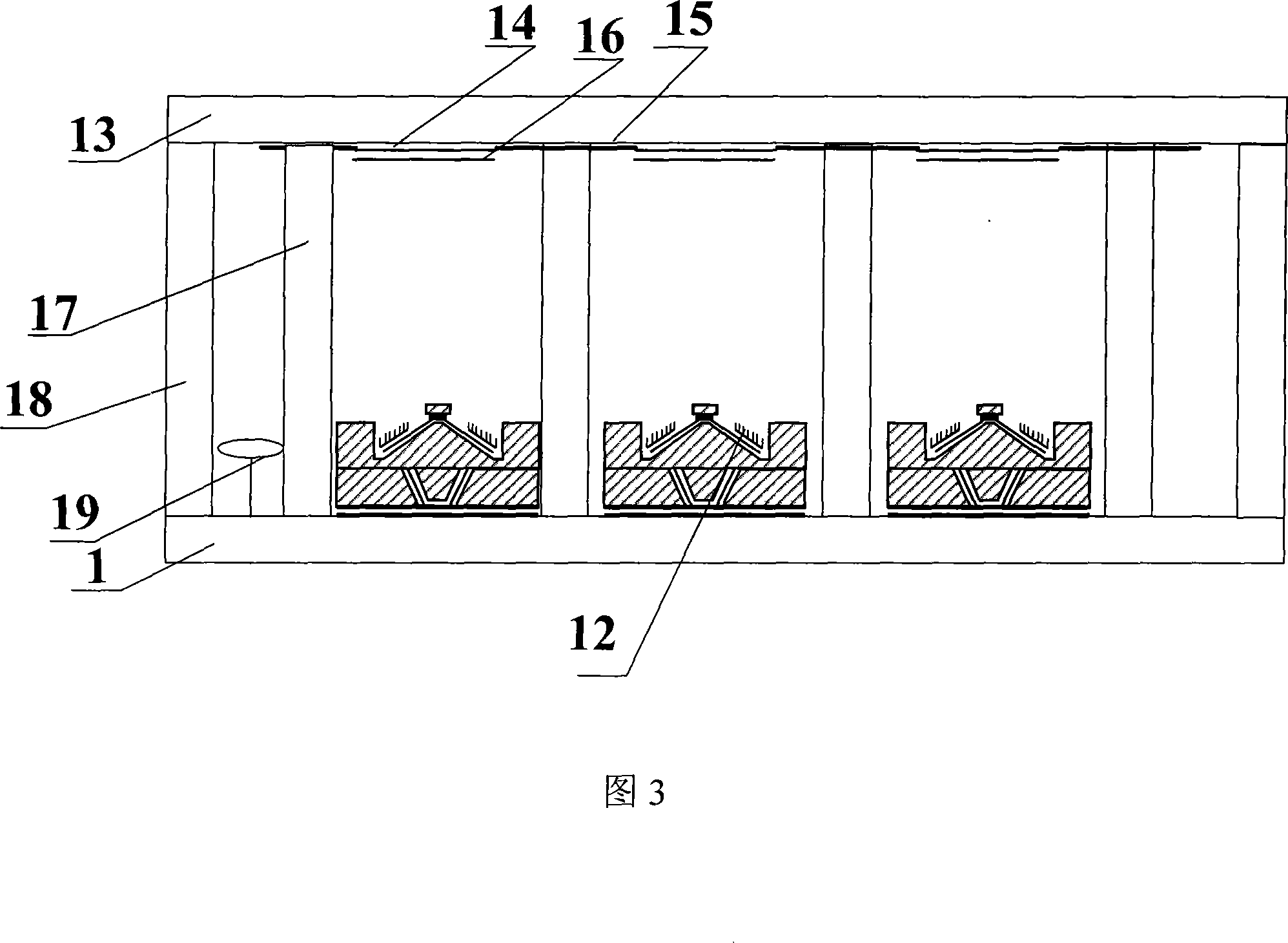 Planar display device with bent lower-grid controlled structure and its production