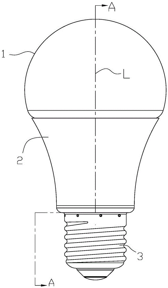 Split led bulb lamp shade and full-angle led bulb based on the shade