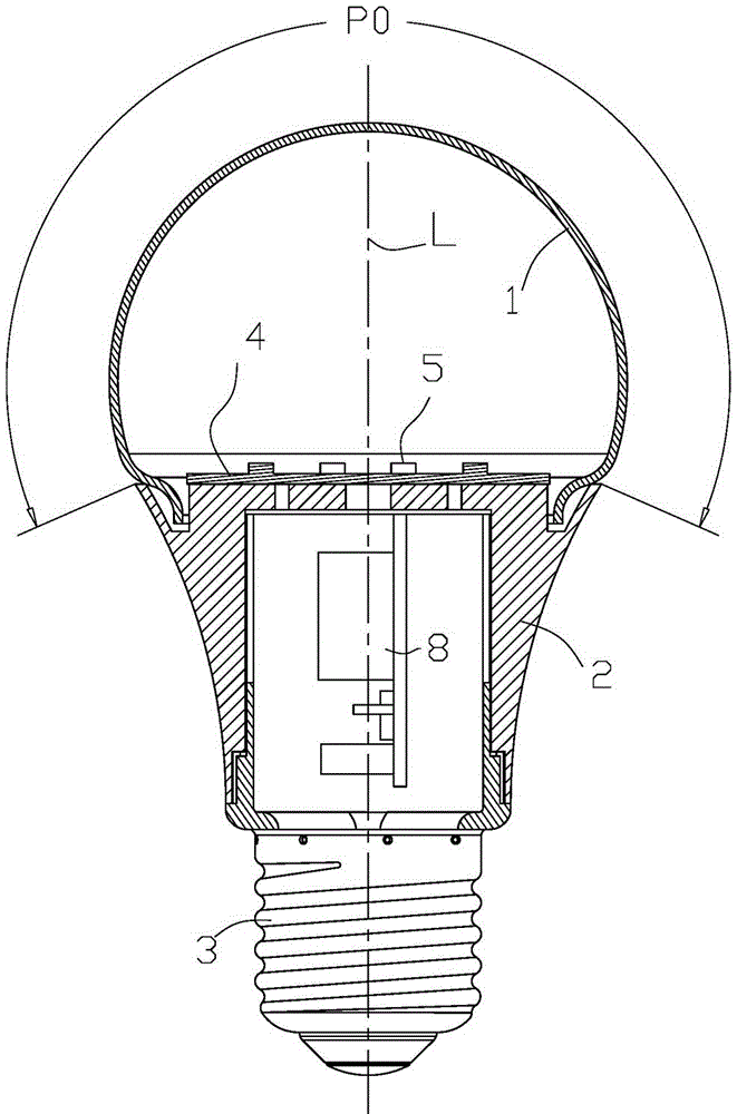 Split led bulb lamp shade and full-angle led bulb based on the shade