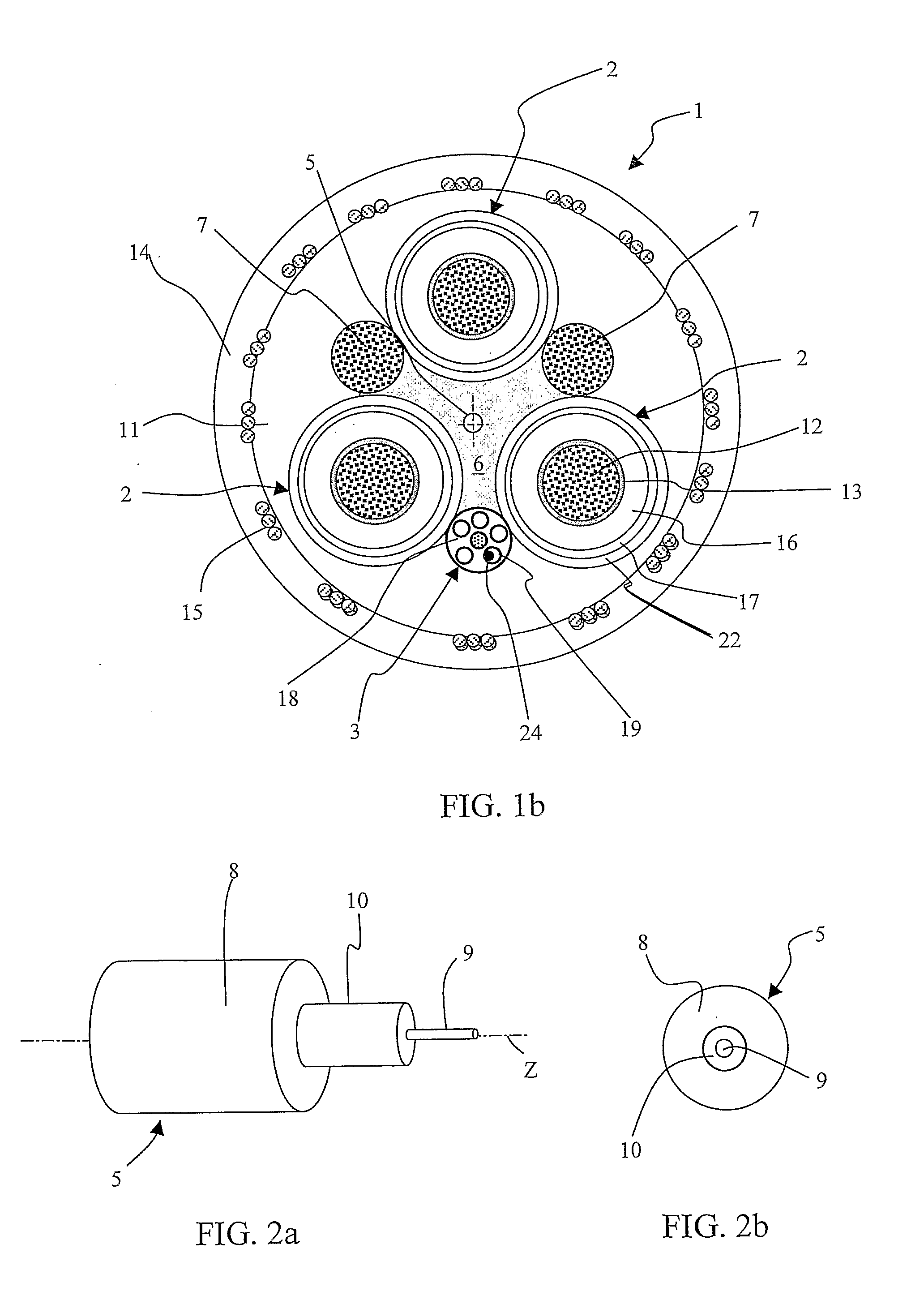 Electric cable with bending sensor and monitoring system and method for detecting bending in at least one electric cable