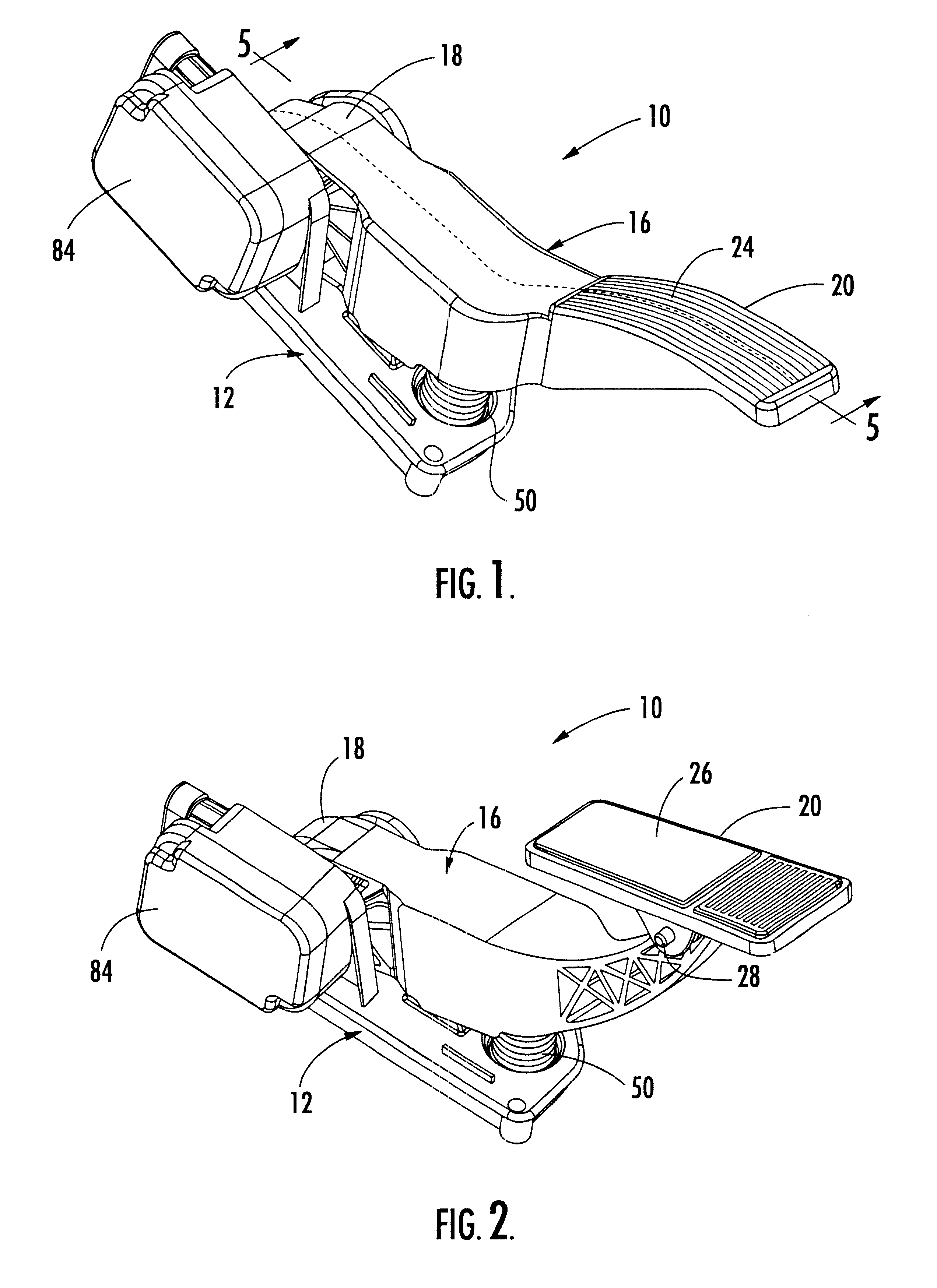 Electronic pedal assembly and method for providing a tuneable hystersis force