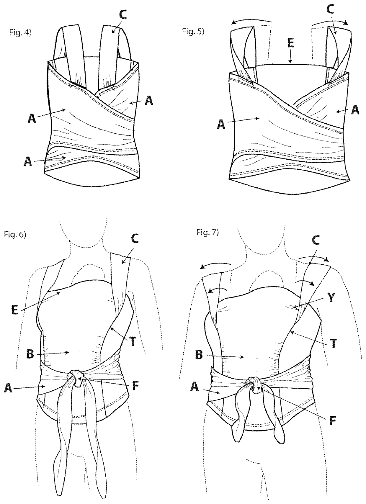 Undergarment for carrying a baby skin-to-skin