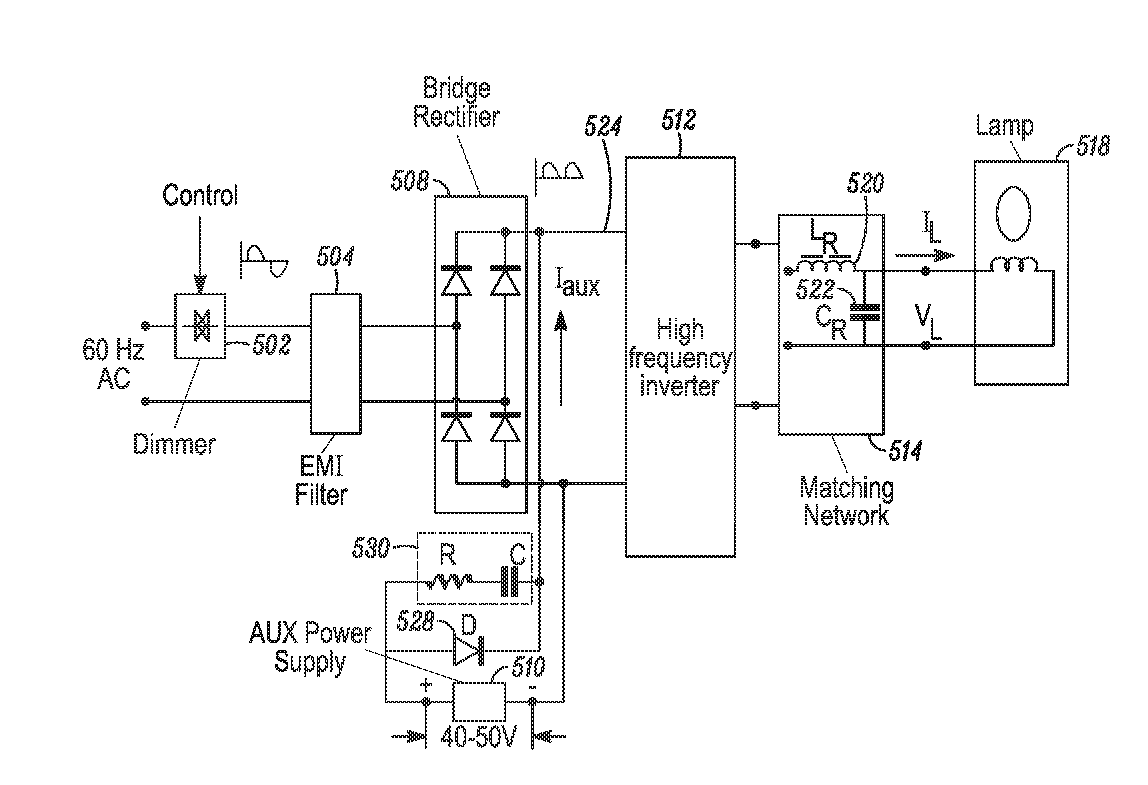 High frequency induction RF fluorescent lamp with reduced electromagnetic interference