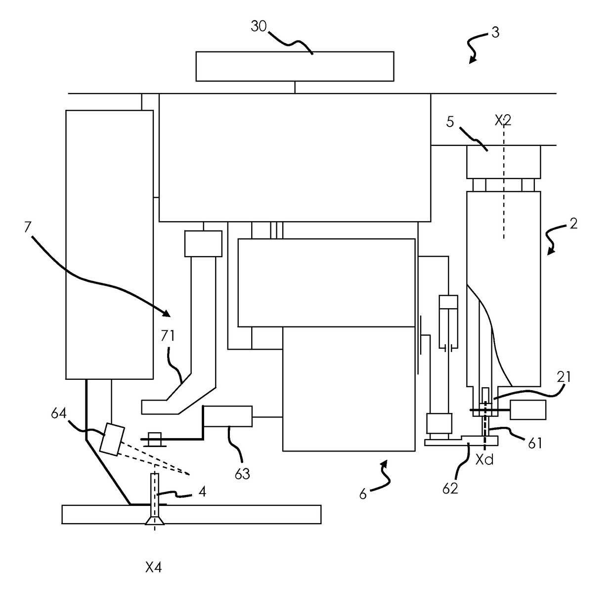 Method for crimping a ring on an attachment rod using an automaton