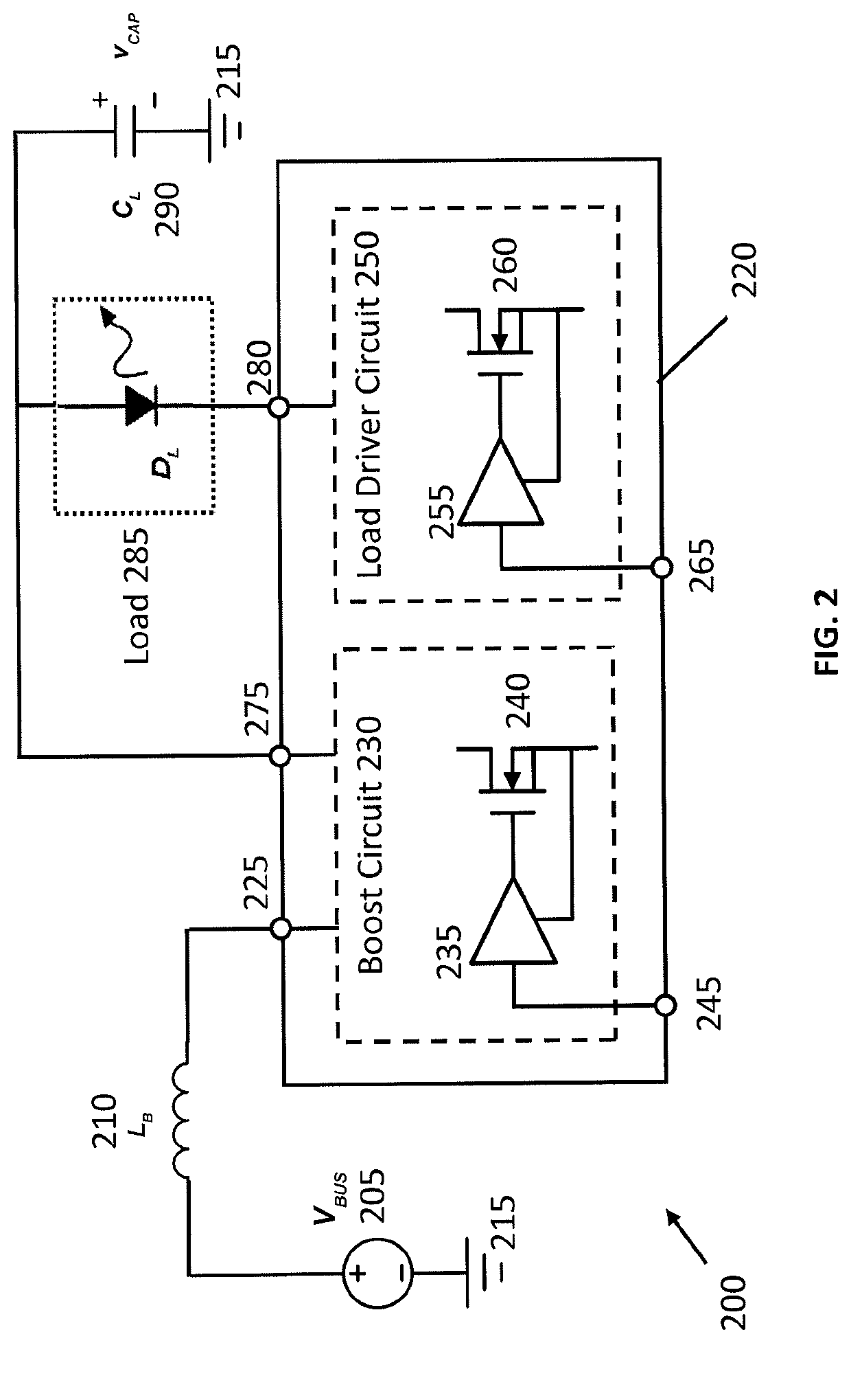 Current pulse generator with integrated bus boost circuit