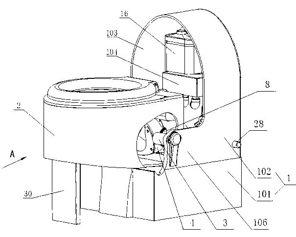 Wall-mounted folding type water-saving toilet