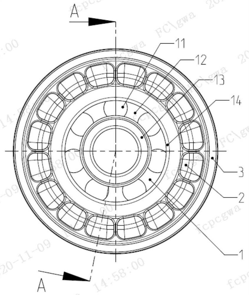 Roller wheel for escalator or moving sidewalk and manufacturing method thereof