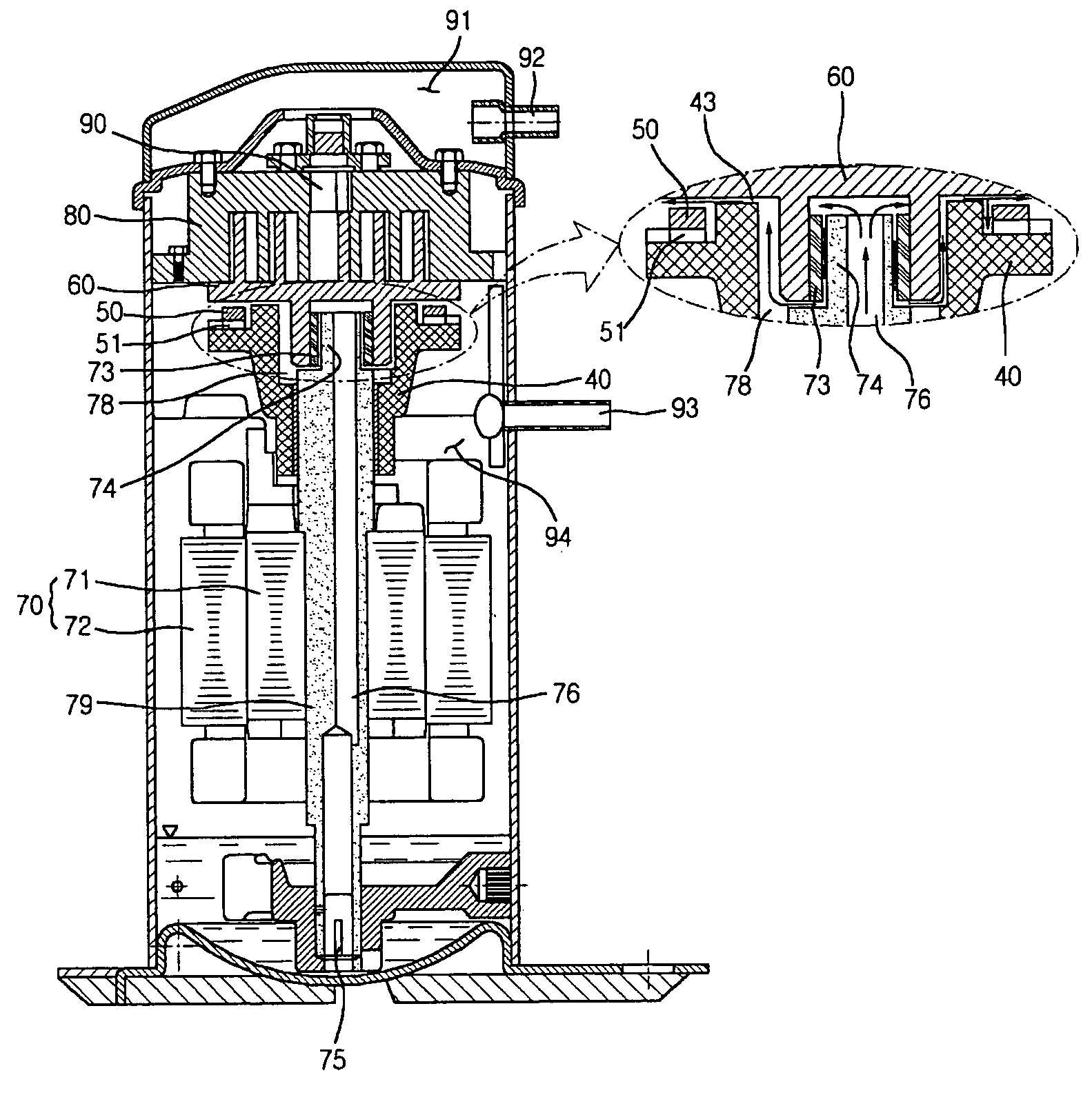 Hermetic scroll compressor