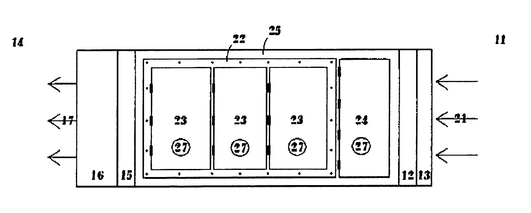 Dual filtration lateral flow containment enclosure