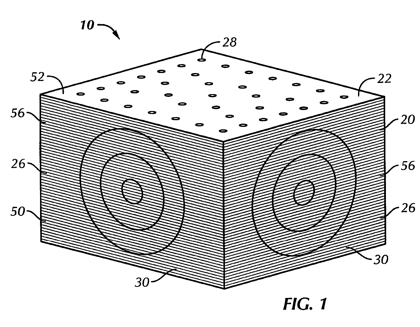 Layered foam target and method of manufacturing the same
