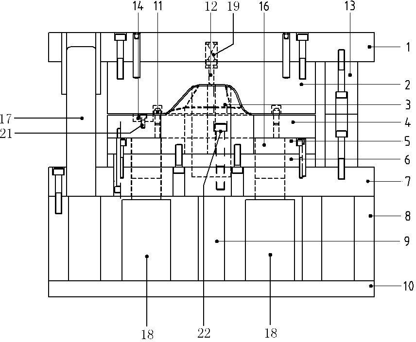 Pre-forming die of automobile engine exhaust system manifold