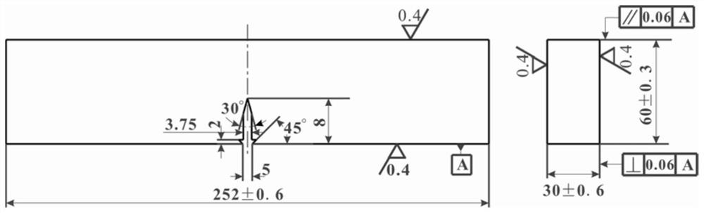 Method for testing fatigue crack growth rate of three-point bending sample in T-shaped wave load holding test