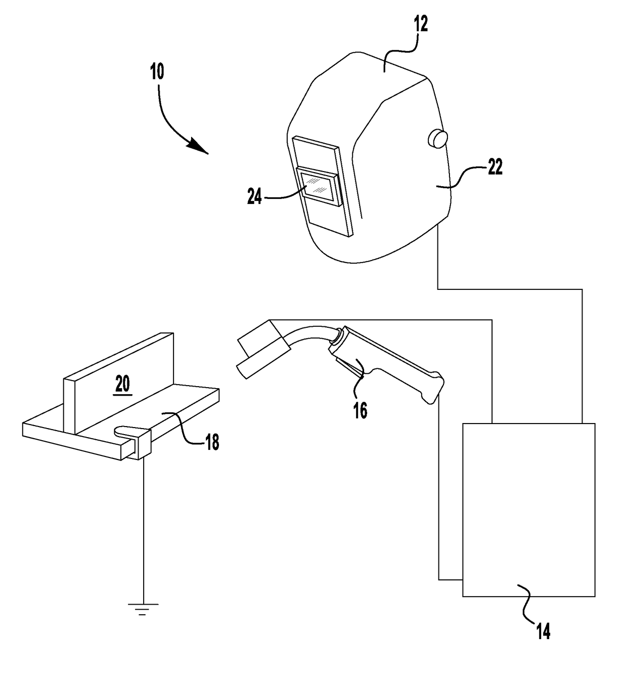Welding trainer utilizing a head up display to display simulated and real-world objects