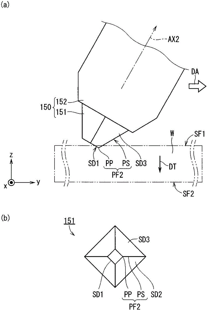 Method for forming vertical crack in brittle material substrate and method for dividing brittle material substrate