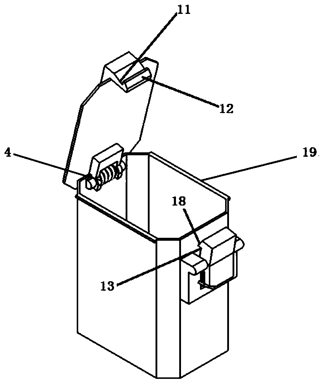 Material transfer box for sealing device and transfer method