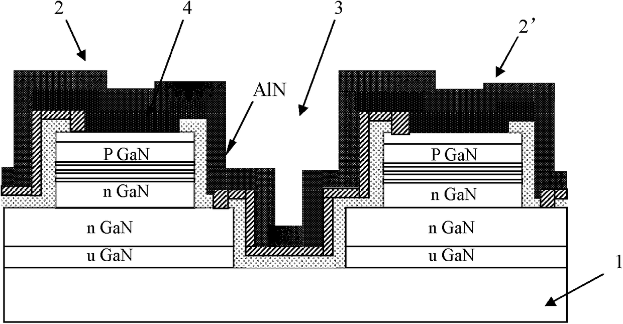 A high-power array LED chip surface heat dissipation structure and manufacturing method