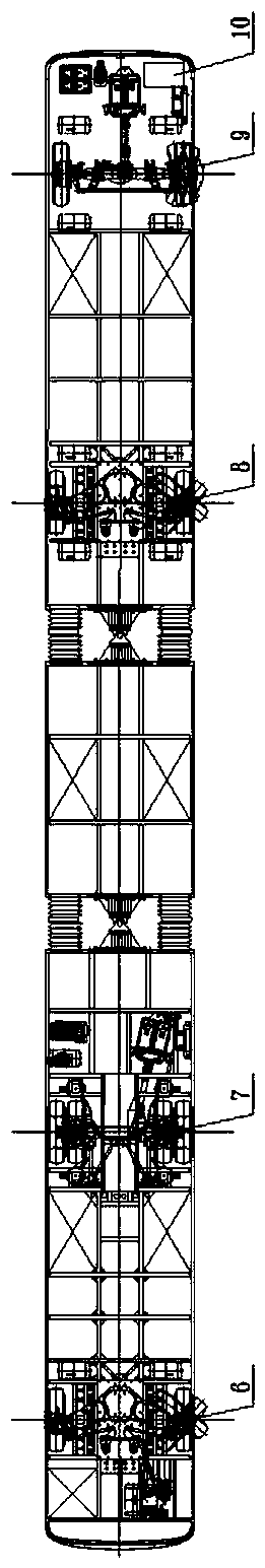 Automatic tracking articulated bus with suspended container