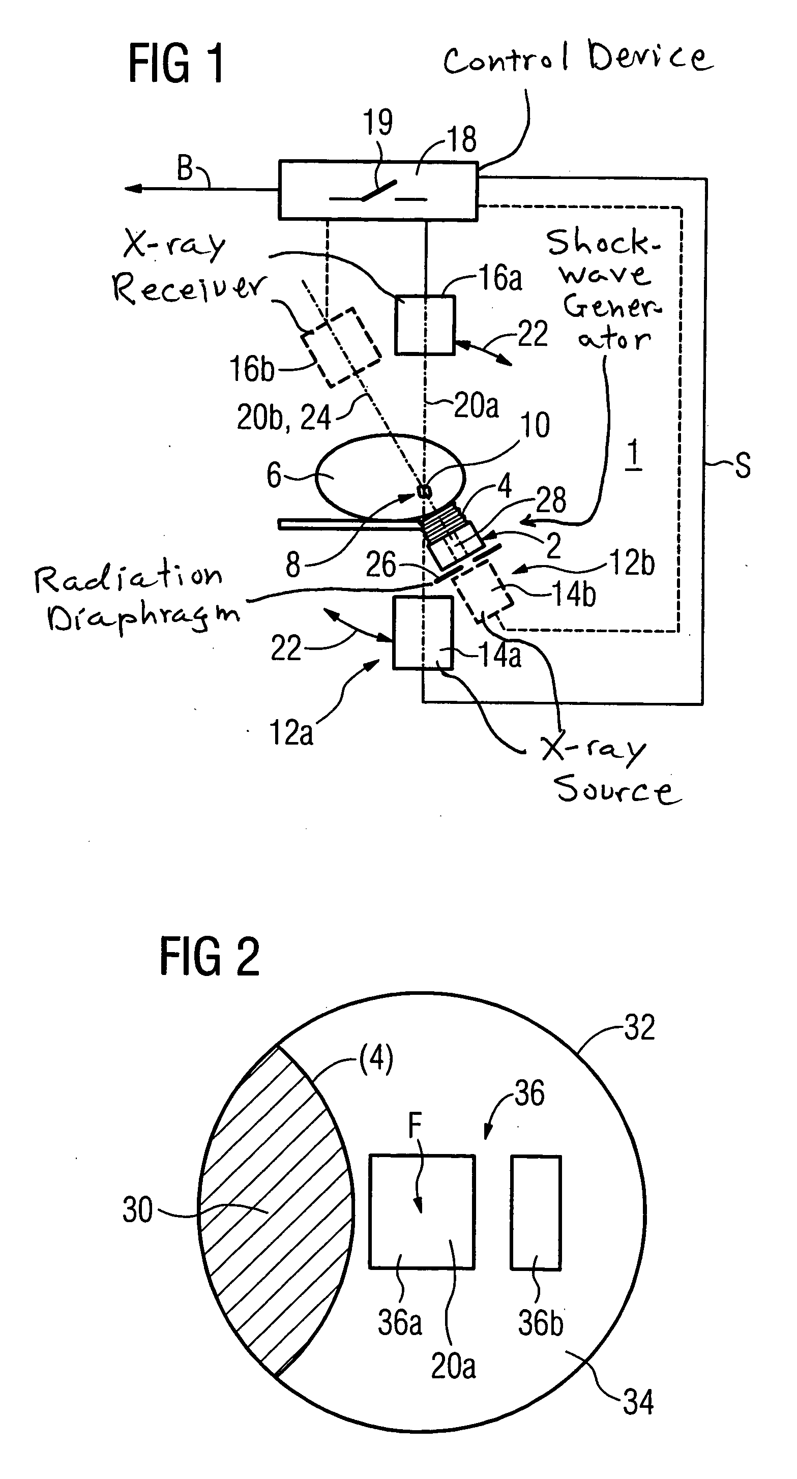 Method and apparatus for controlling the radiation dose in the generation of x-ray images for lithotripsy