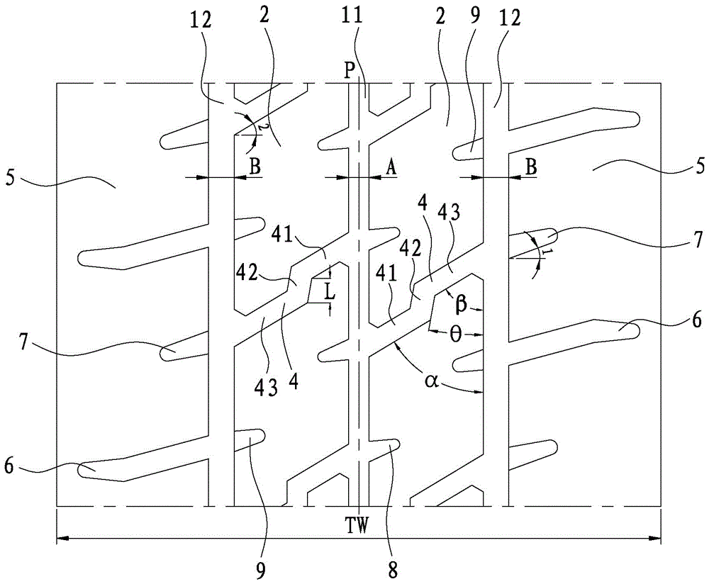 Tread pattern structure of a car spare tire