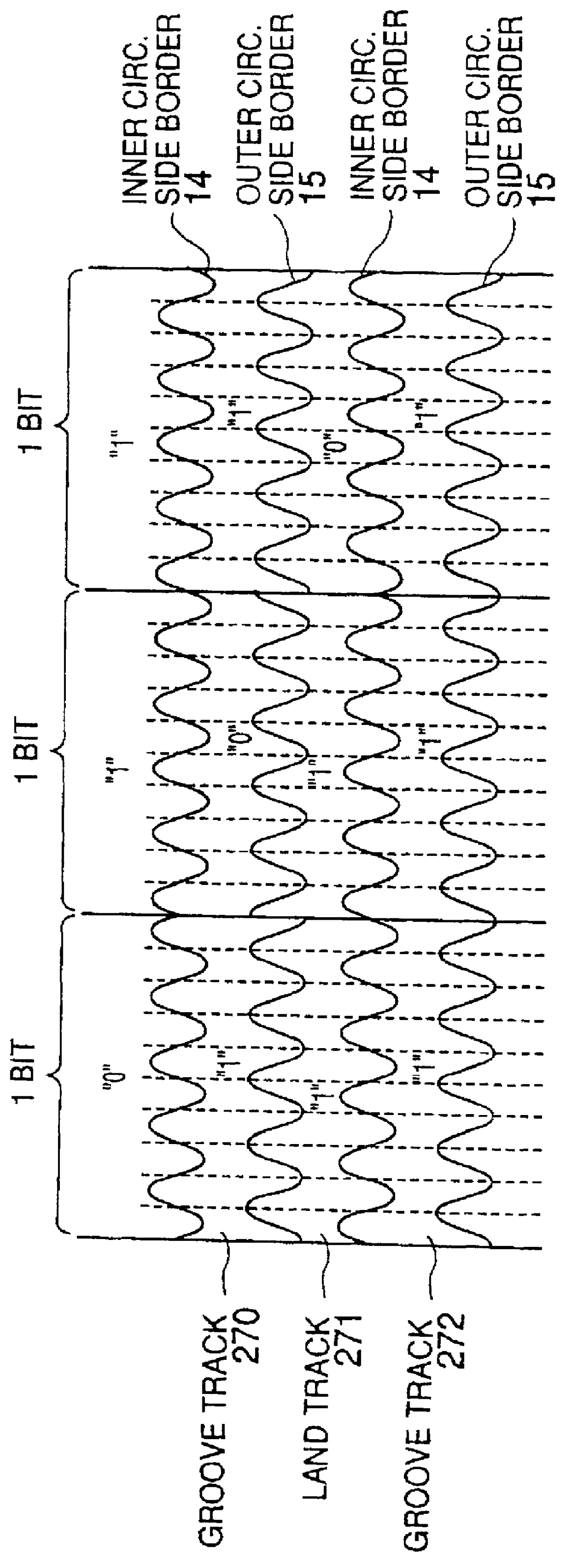 Information recording medium which indicates information according to the wobbling of a track and information recording and reproducing apparatus