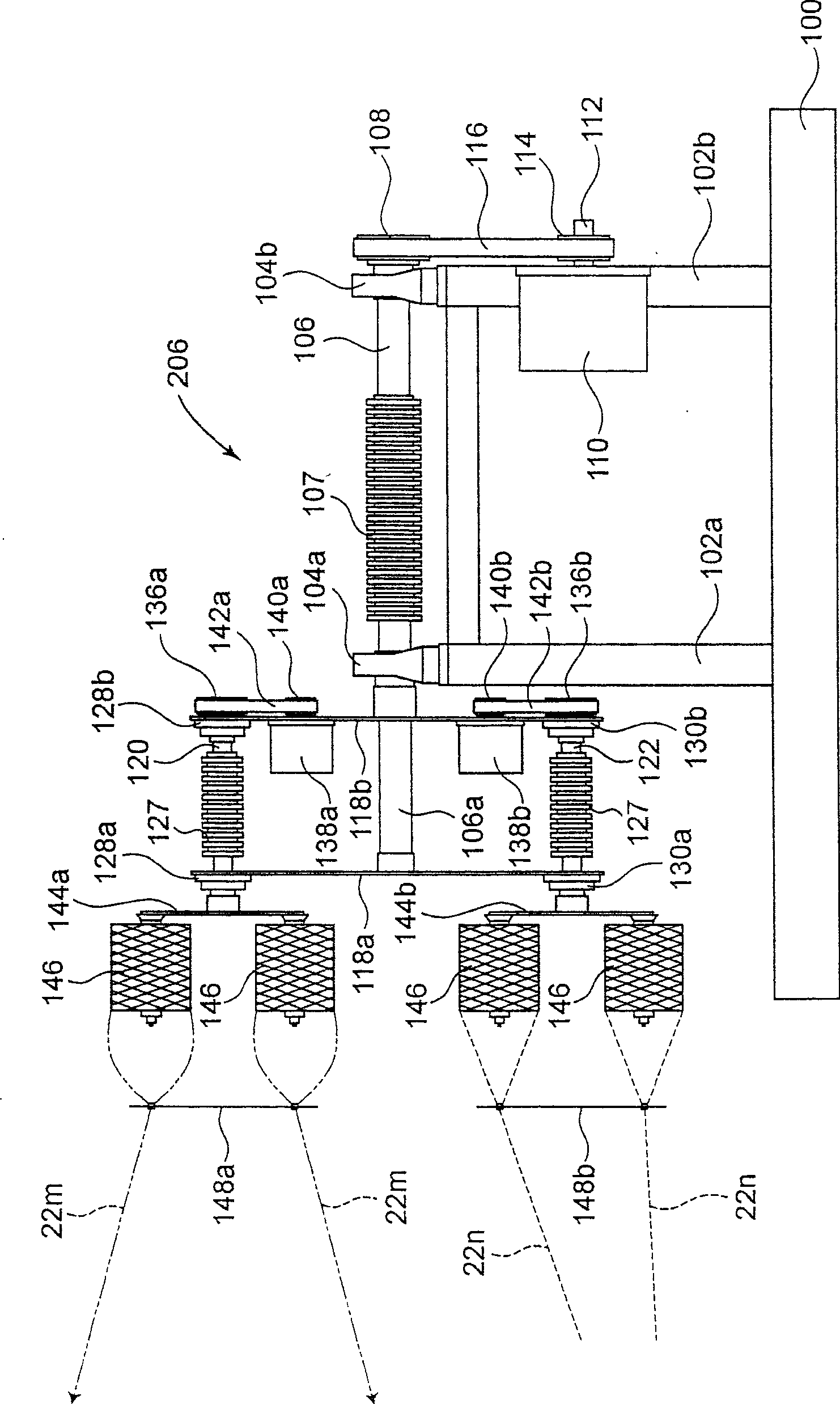 Multi-shaft rotary creel, sample warper and warping method