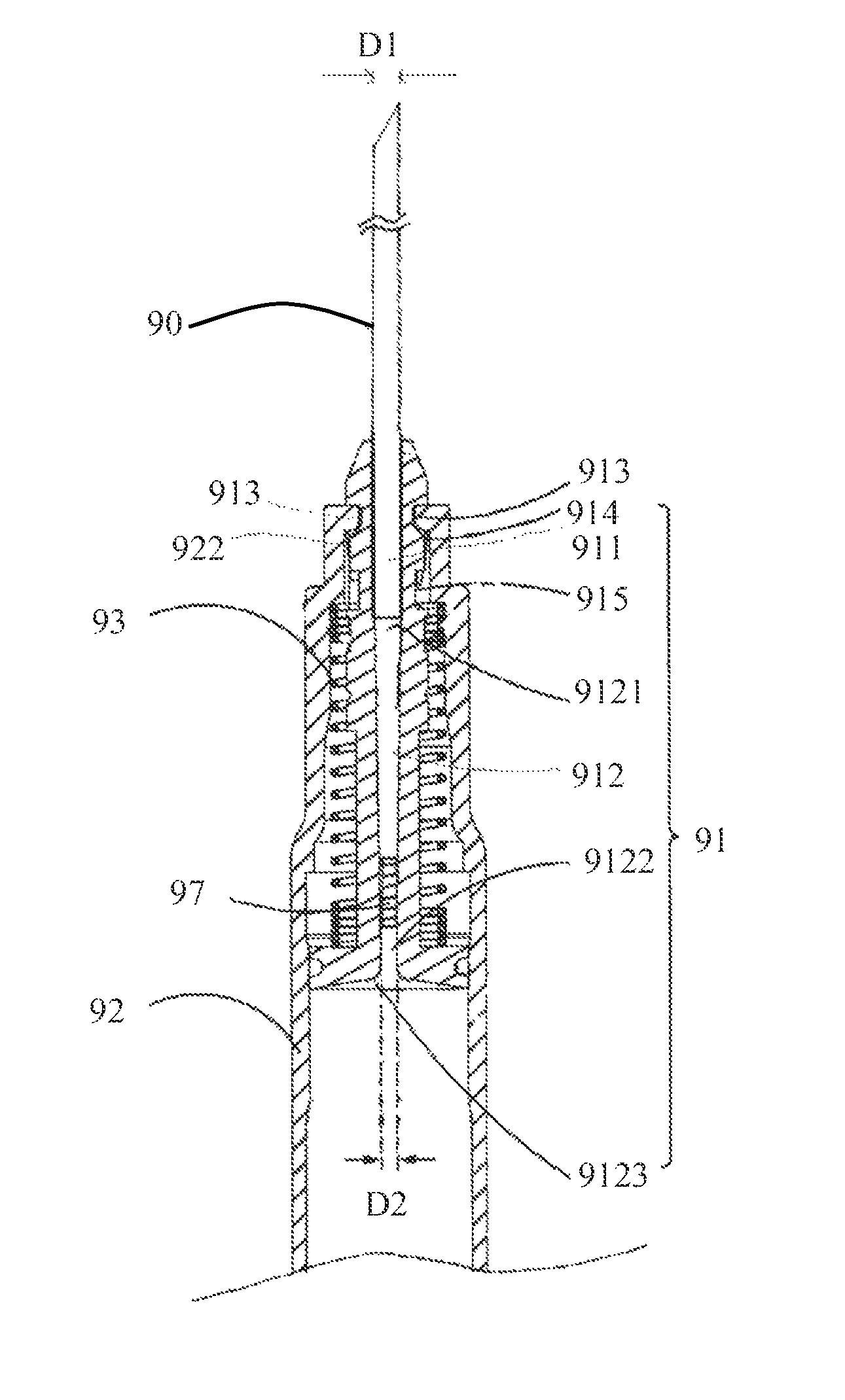 Automatically retractable safety injector for non-liquid material