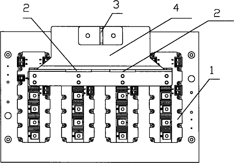 Parallel IGBT module copper bar installation structure