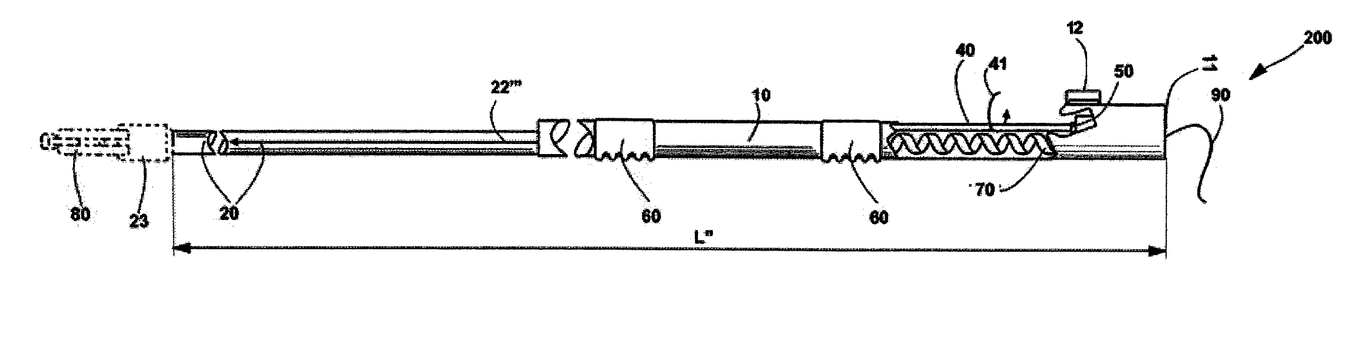 Telescopic rod for handling a tool