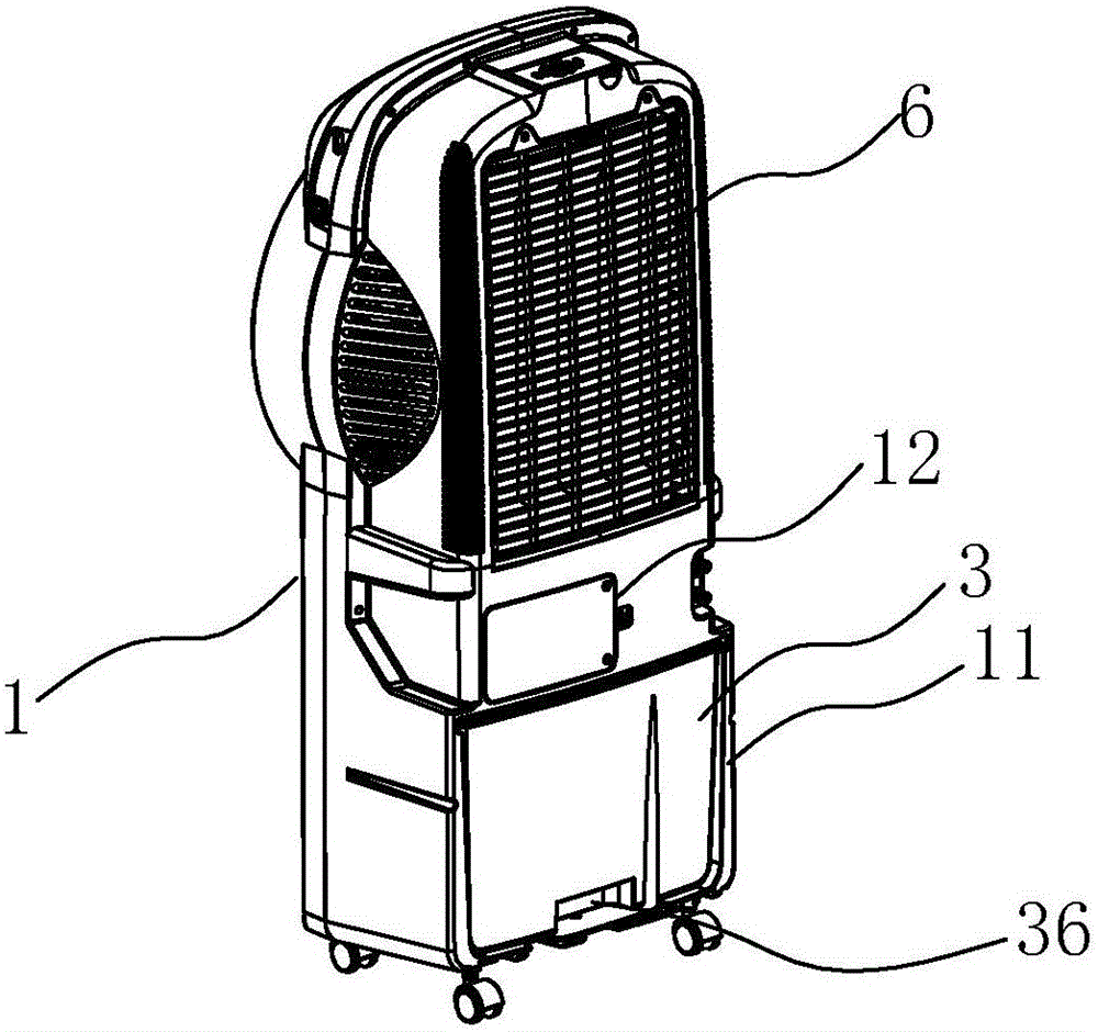 Water-cooling device of vertical air conditioner fan