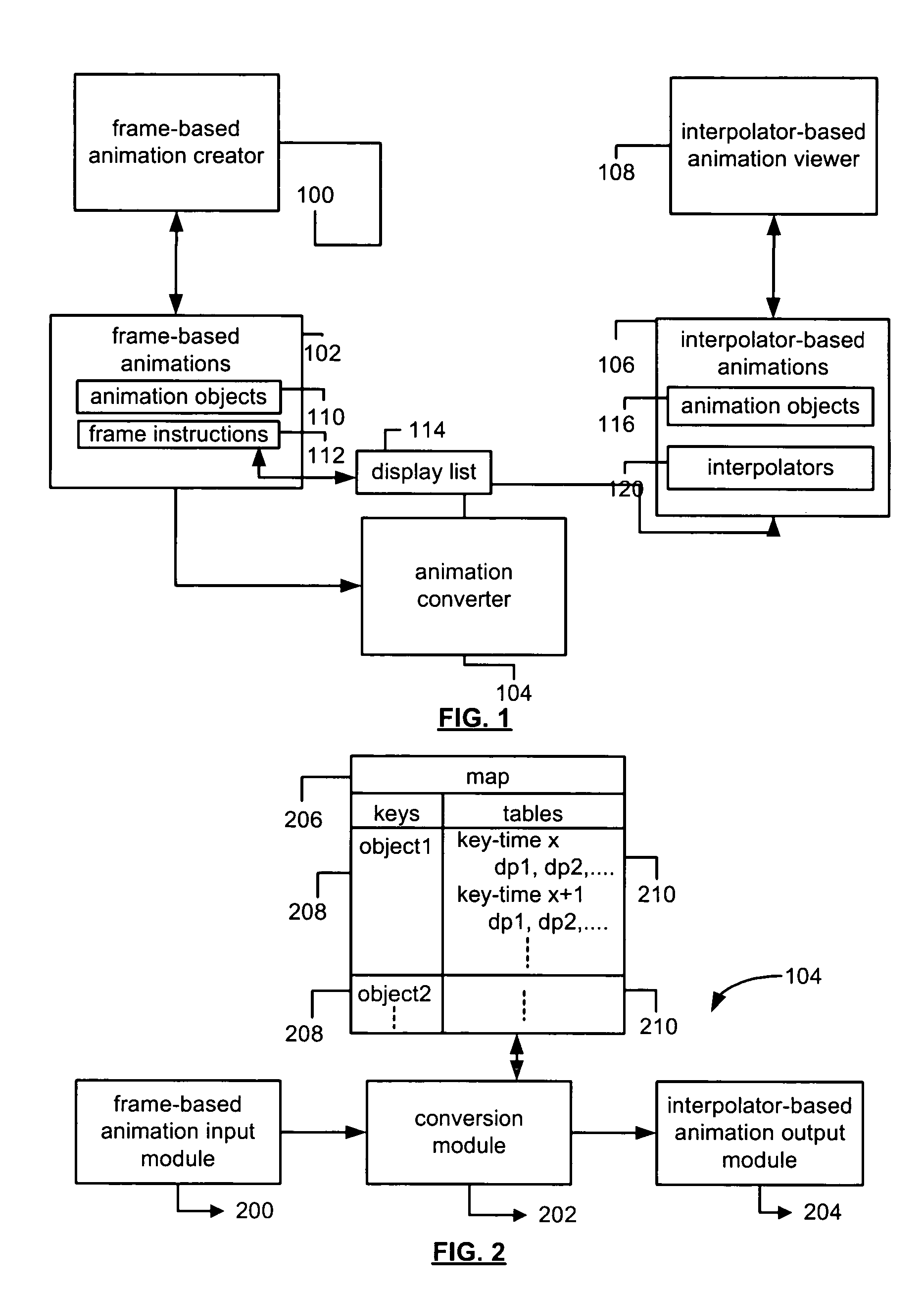 System and method of converting frame-based animations into interpolator-based animations