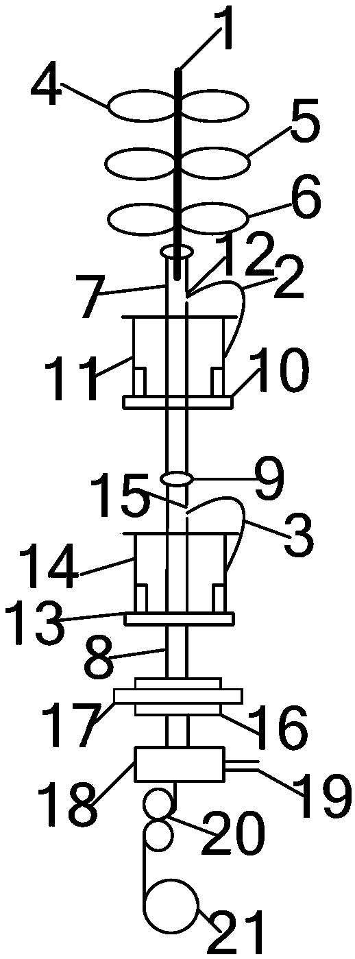 A double-wrapped parallel yarn spinning device and spinning method