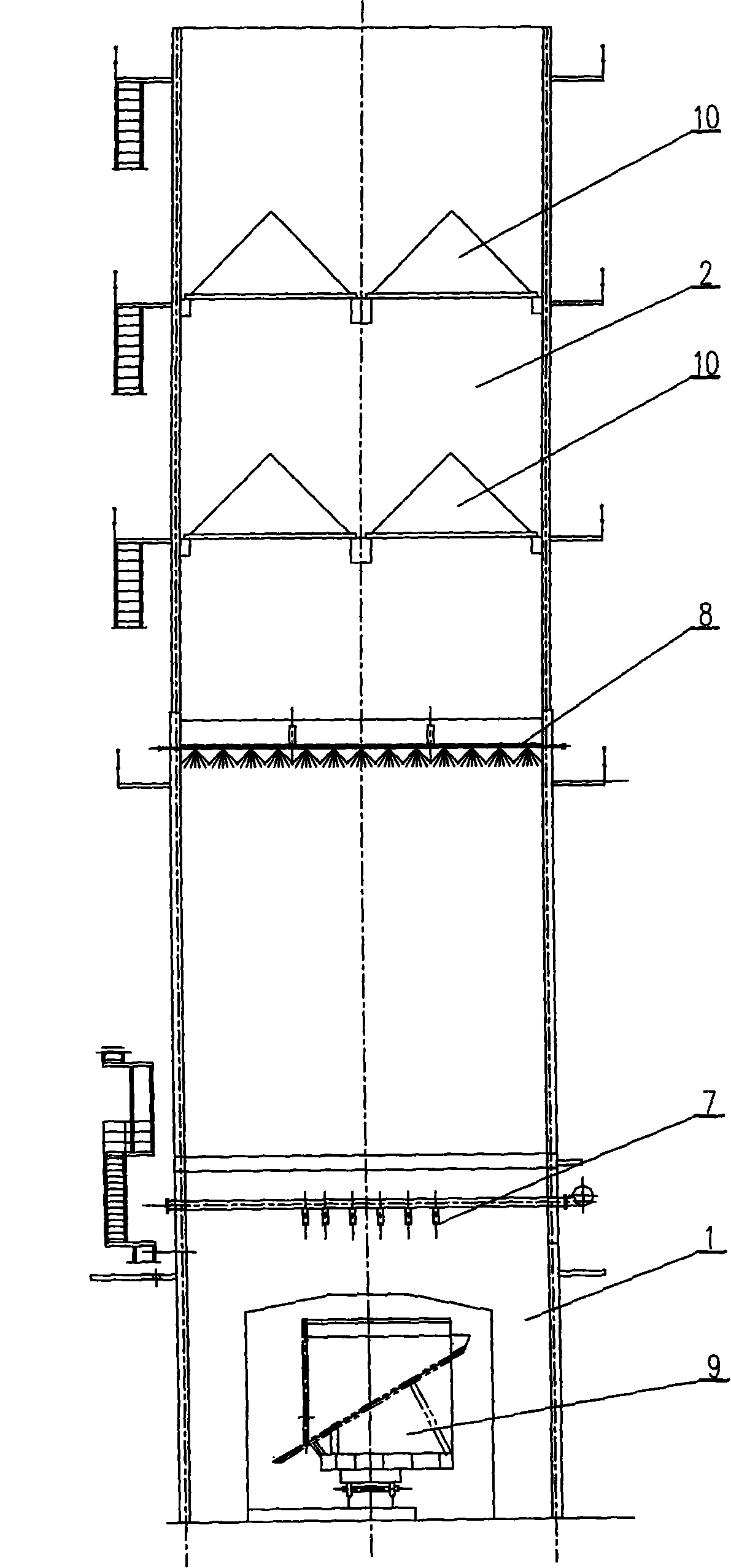 High-effective dust-removing coke quenching tower
