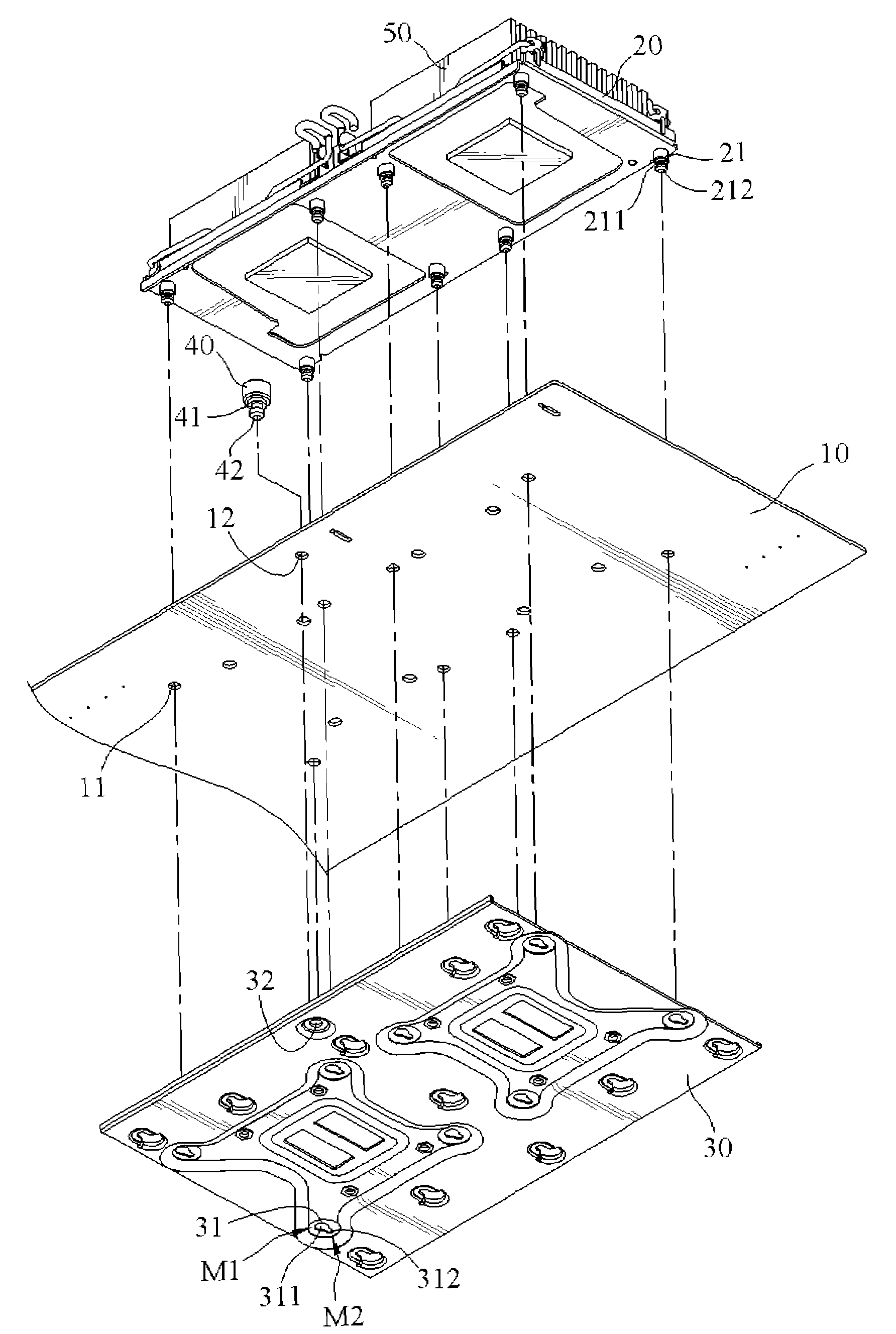 Fixing structure for computer mainboard