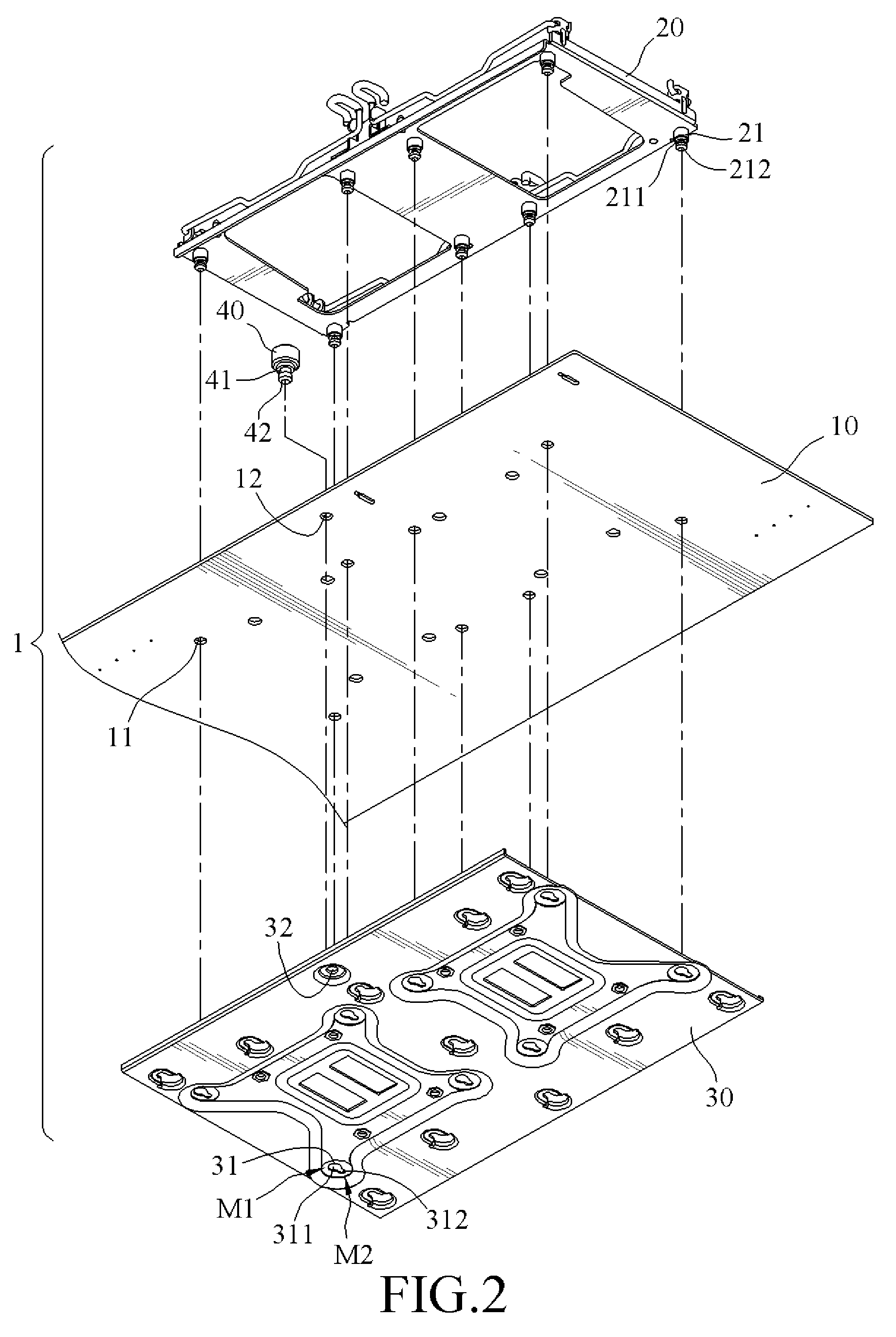 Fixing structure for computer mainboard