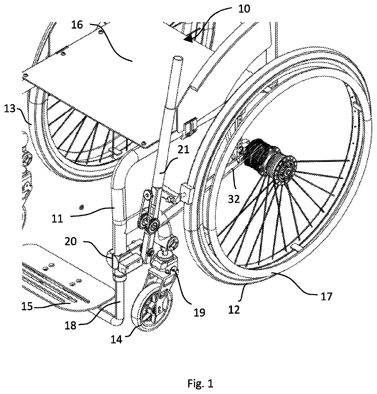 Wheelchair with two independent driving arms