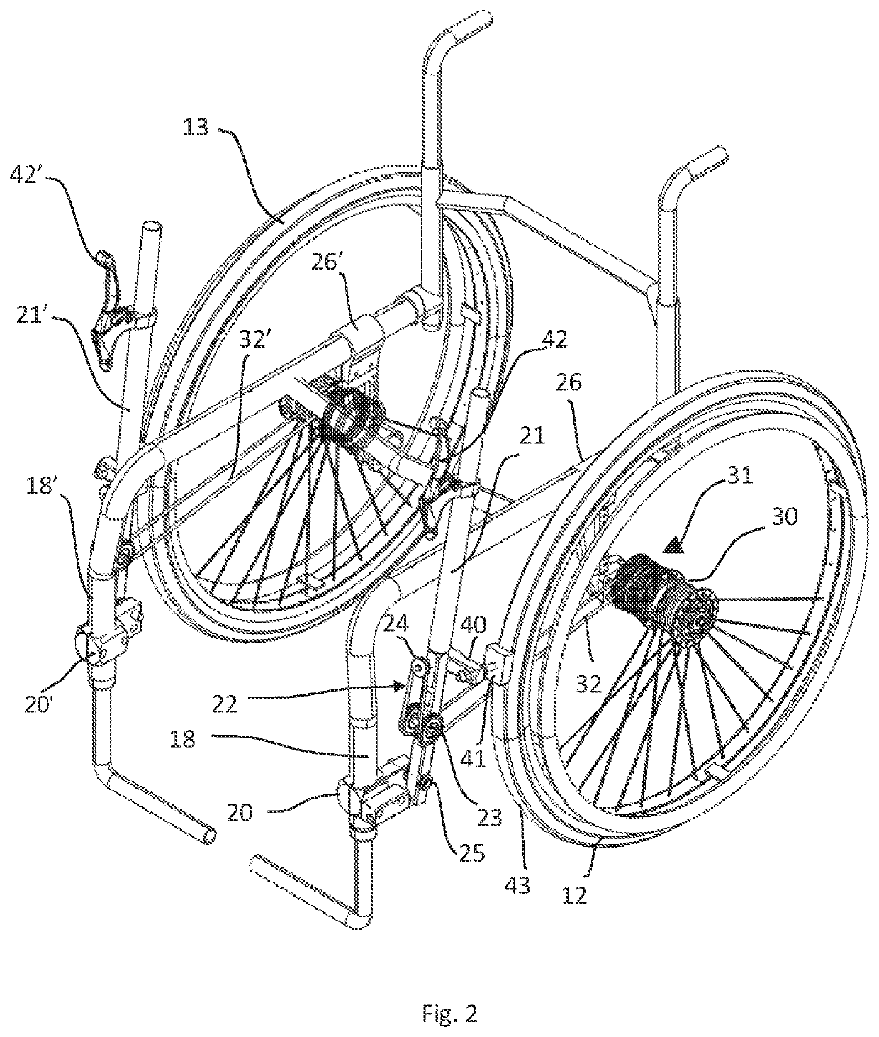 Wheelchair with two independent driving arms