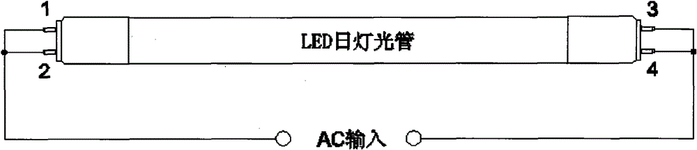 LED (light emitting diode) fluorescent lamp and fluorescent lamp connecting circuit