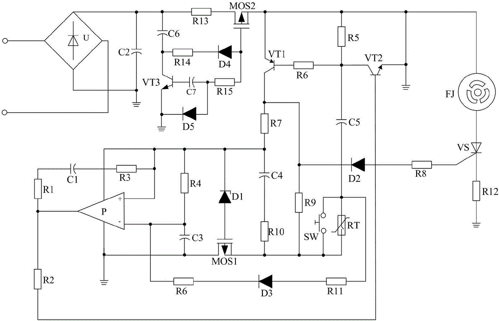 Voltage regulation type energy-saving control circuit for ventilation fan