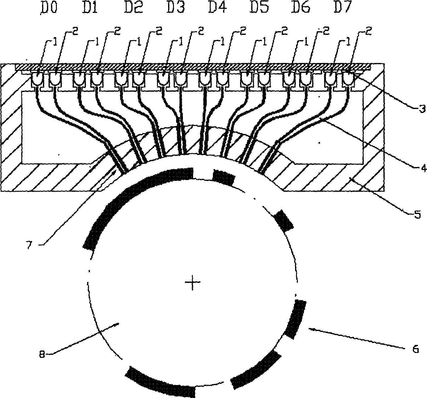 Non-contact reading sensor of mechanical character wheel counter and its design method