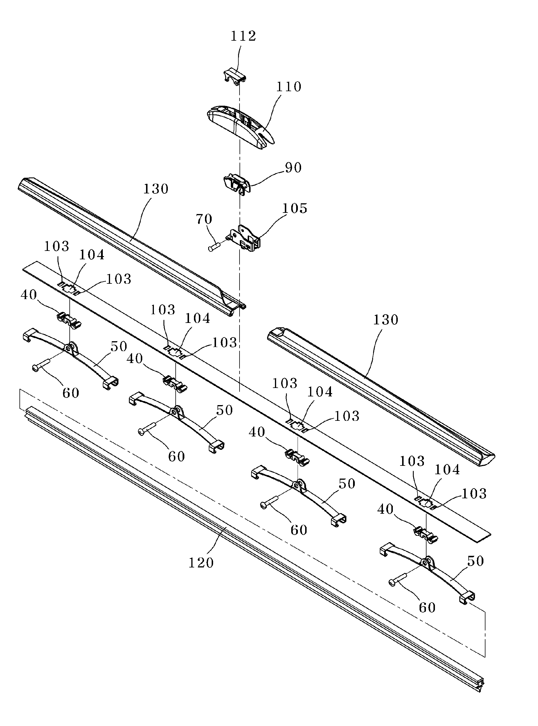Wiper blade assembly having rotatable auxiliary beam