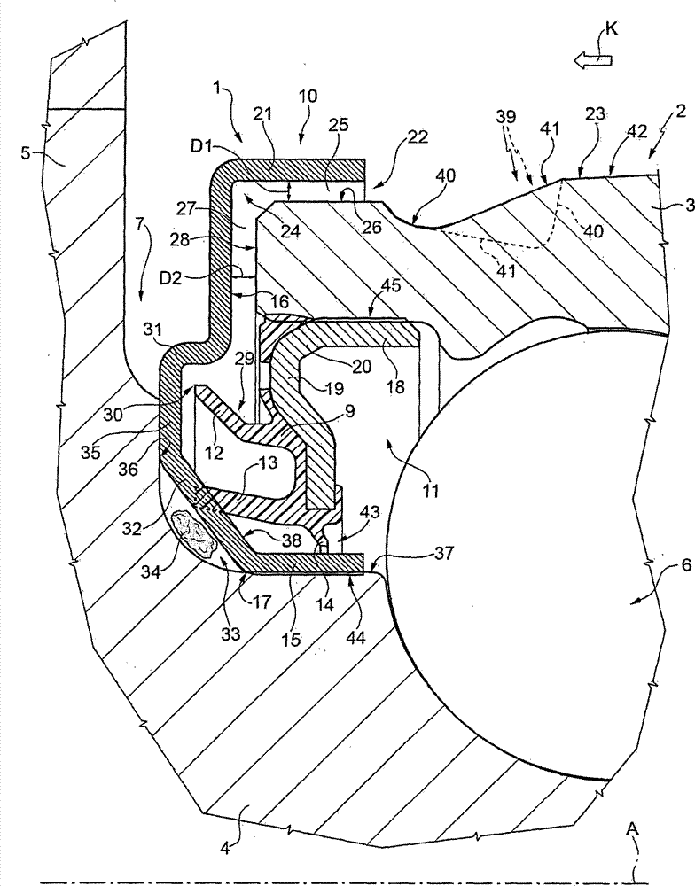 Hub bearing unit equipped with a low friction sealing assembly