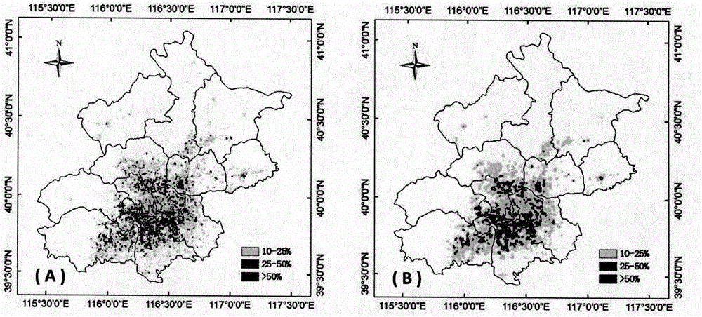 Urban main built-up area remote sensing extraction method based on impervious surface aggregation density