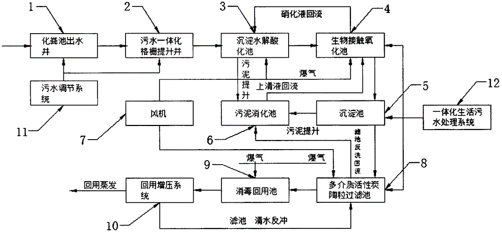 Domestic sewage zero discharge system