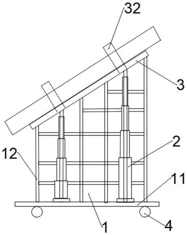 Variable angle mobile steel structure inclined beam hoisting adjustment support system and construction method