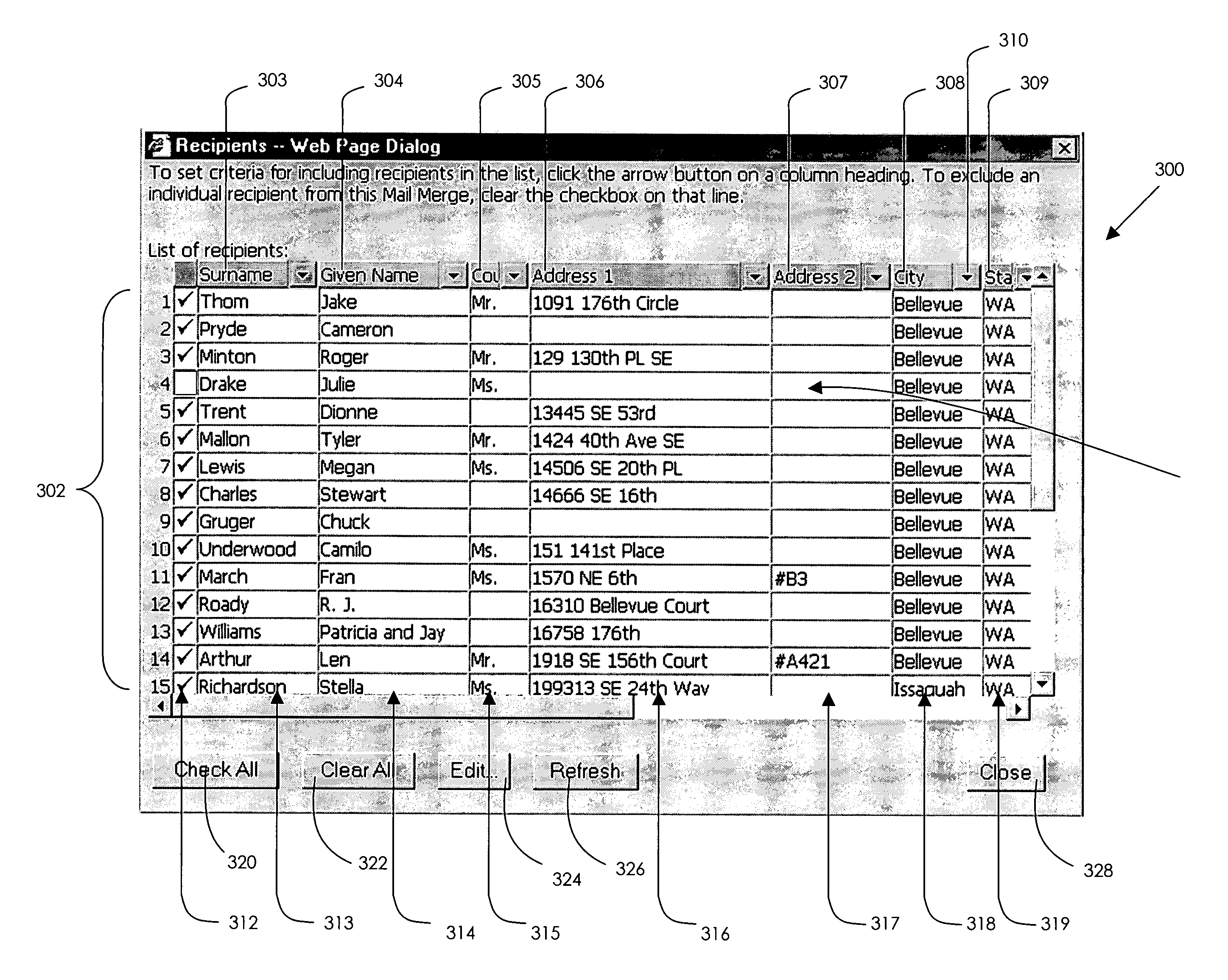 System and method for filtering database records