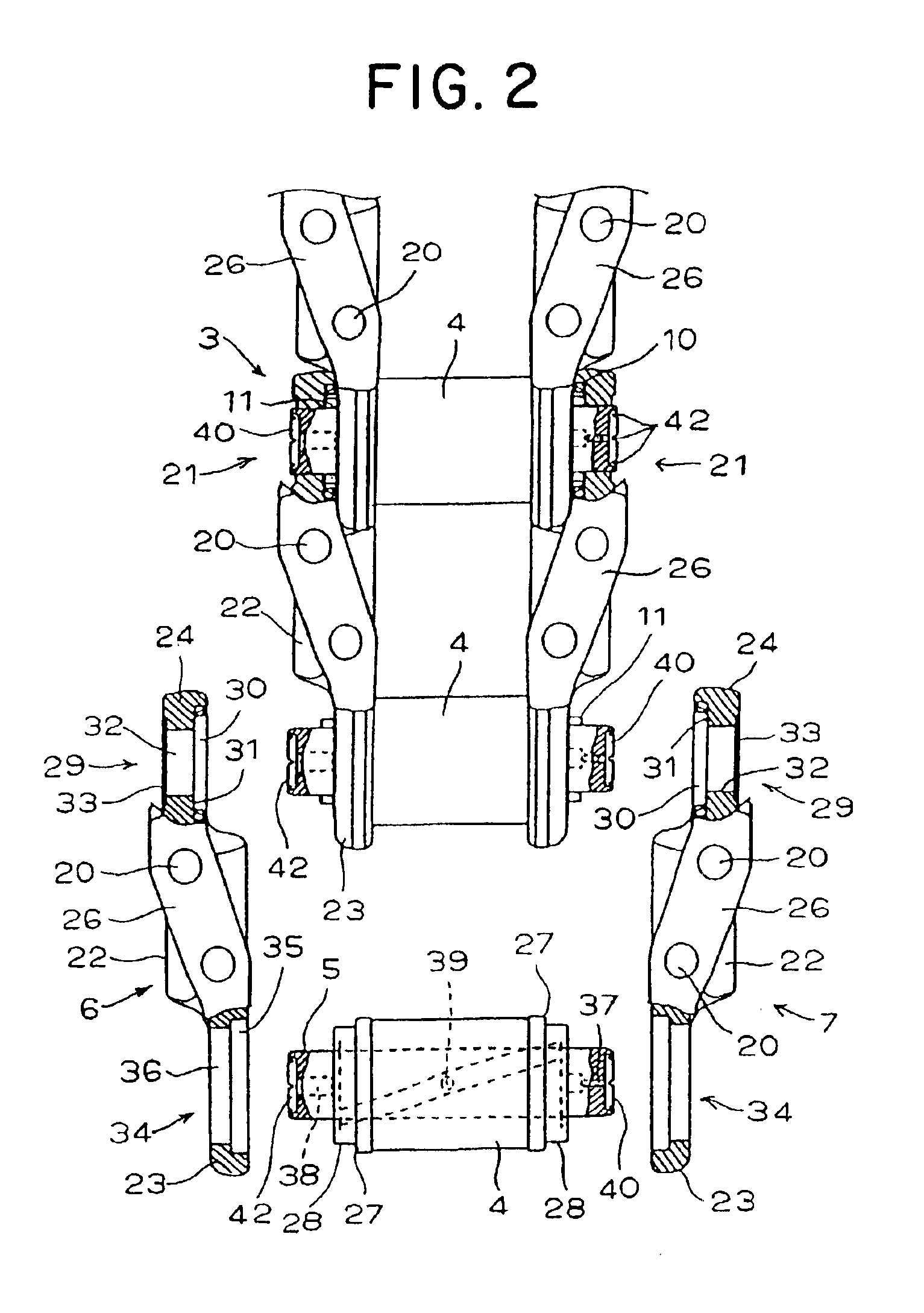 Fixing structure between link and pin in crawler belt, and fixing method thereof