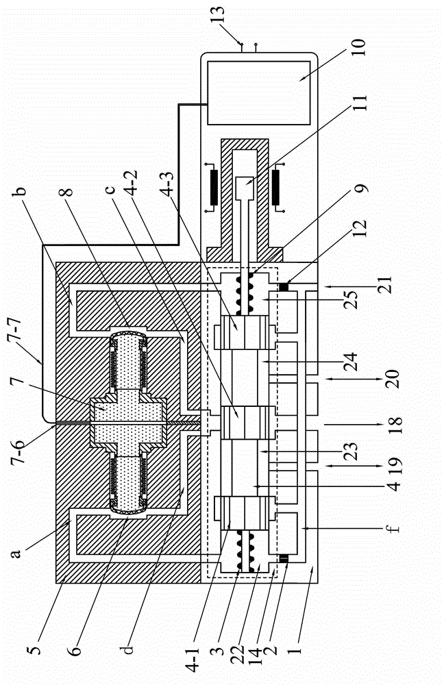 Piezoelectric-liquid-actuated elastic-membrane-position electric feedback two-stage servo valve and control method thereof