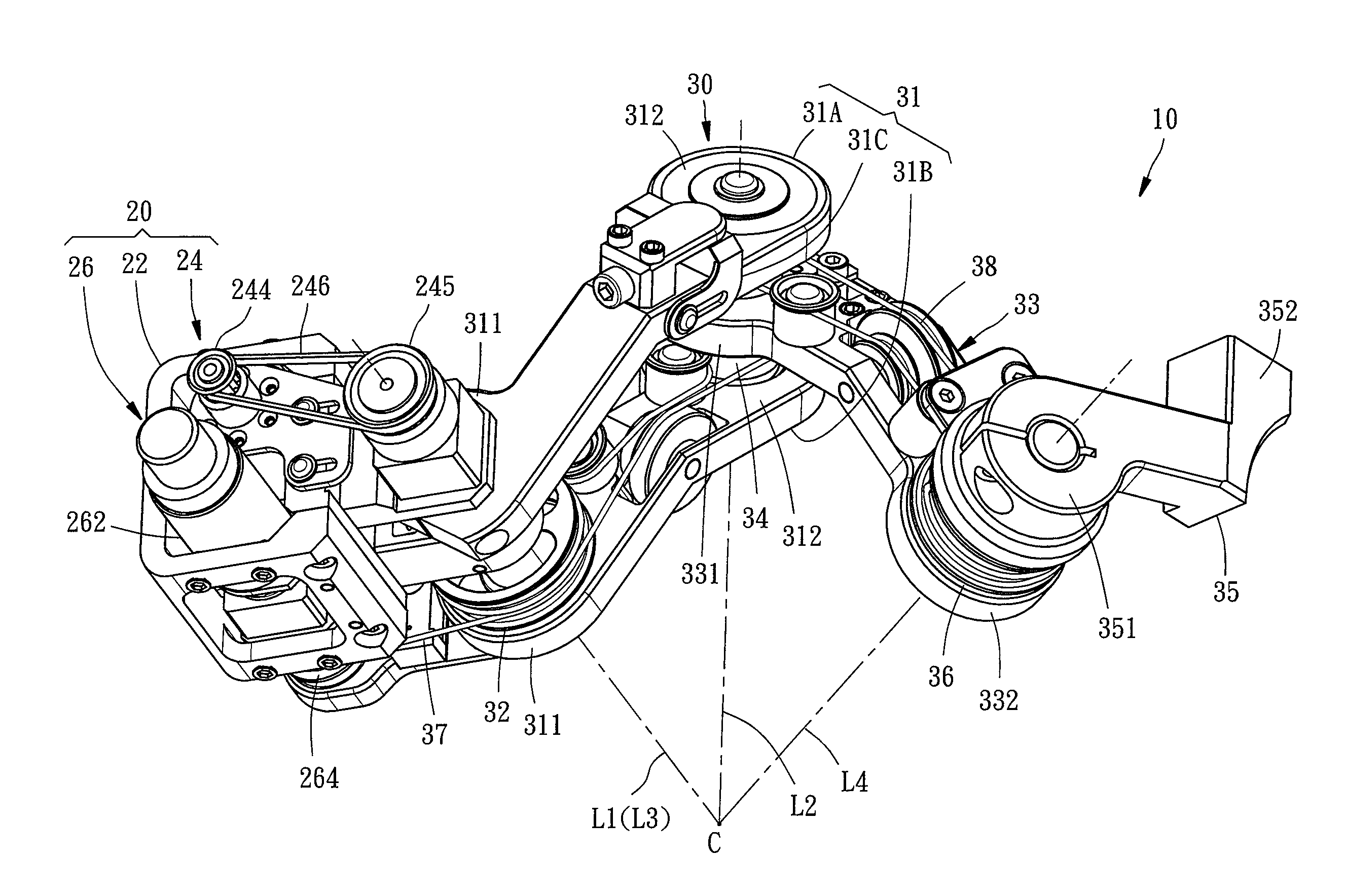 Robotic arm with spherical linkage