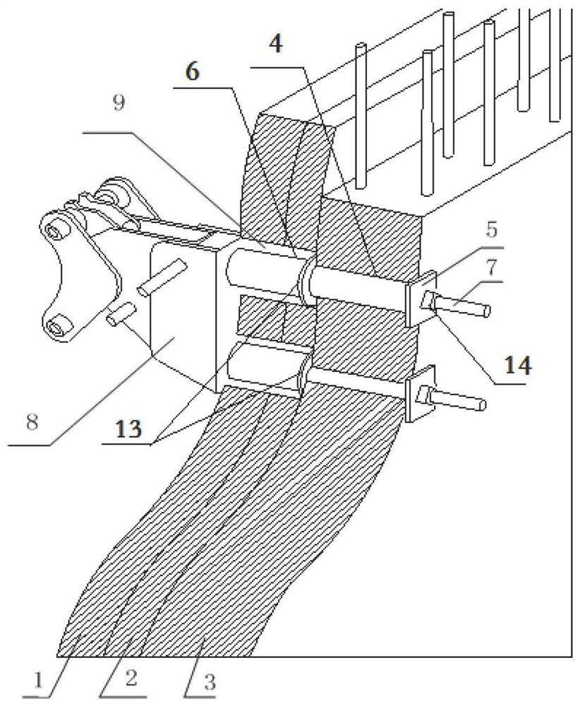 Temporary bearing device installed on wall and hydraulic climbing frame support with temporary bearing device