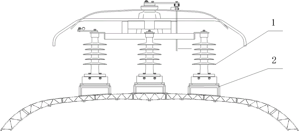 Car roof power receiving system car body connecting damping device and method thereof